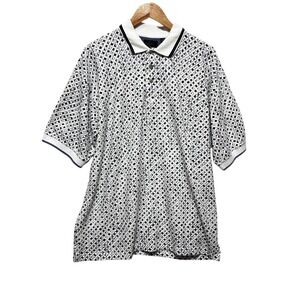 Greg Norman Collection Mens Polo Shirt XL Black Geometric Print Performance